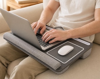 Mesa portátil acolchada para portátil con alfombrilla para ratón – Mesa portátil para portátil para cama o sofá