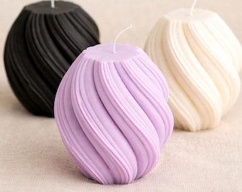 Vela escultórica en espiral ondulada / Elemento decorativo moderno y minimalista para el hogar, cera de soja vertida a mano.