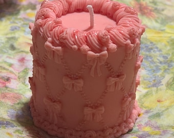 Ręcznie robiona świeca do tortu w stylu vintage, wosk kokosowy w niestandardowym kolorze, dekoracja Coquette Cottagecore
