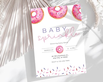Baby Sprinkle Invitation Template: Donut Baby Shower Editable Printable Invite