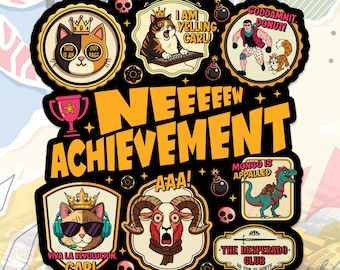 New Achievement Sticker Dungeon Crawler Carl Gamer Trophy Princess Donut Bookish Fantasy Reader Decal For Water Bottle, Laptop