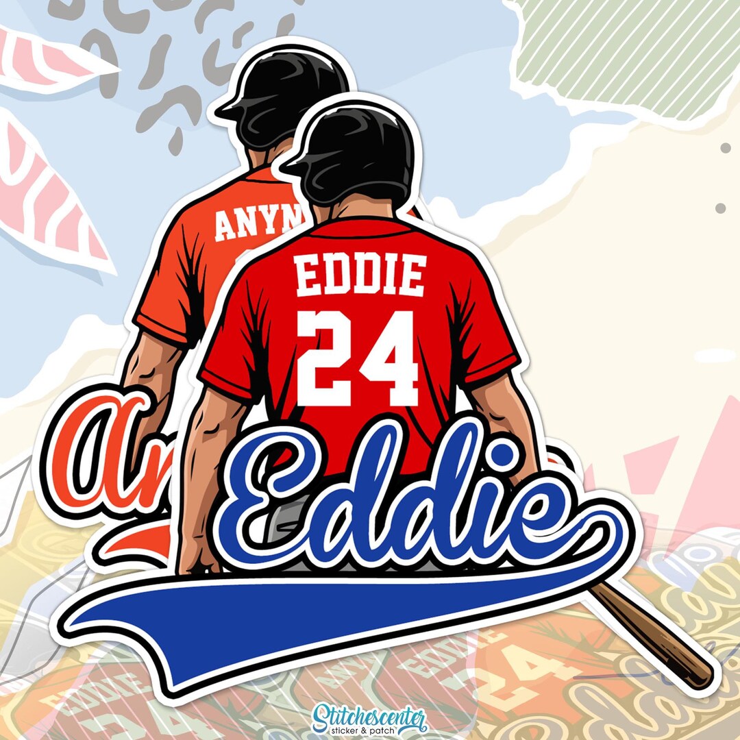 Custom Baseball Player Name Sticker Personalized Text Number Sport Team ...