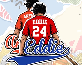 Custom Baseball Player Name Sticker Personalized Text Number Sport Team Decal Waterproof Vinyl Decal for Laptop Water Bottle Gift