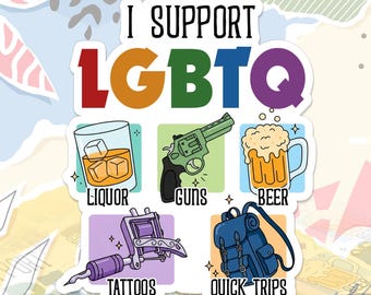 I Support LGBTQ Sticker Pride Month Social Justice Human Rights Trans Ally Equality Decal Retro For Water Bottle, Laptop