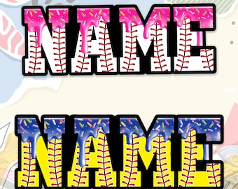 Custom Baseball Name Sticker Personalized Text Number Sport Team Ice Cream Drip Sprinkle Softball Decal Waterproof Vinyl Laptop Bottle Gift