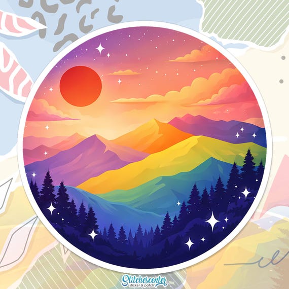 Pride Mountain Sticker LGBTQ+ Queer Outdoor Nature Lovers Hiking Aesthetic Decal For Water Bottle, Laptop