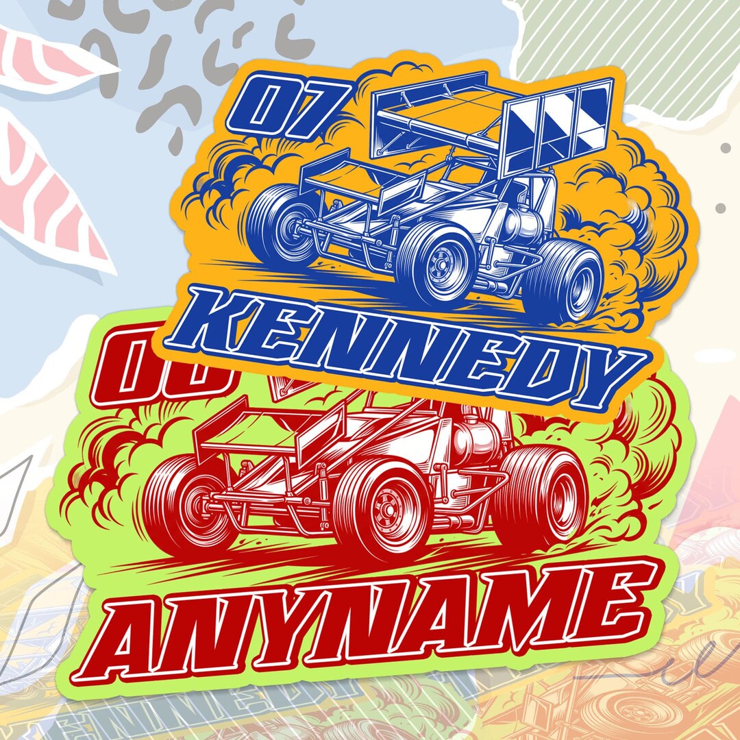 Custom Dirt Track Racing Name Sticker Personalized Text Number Racer ...