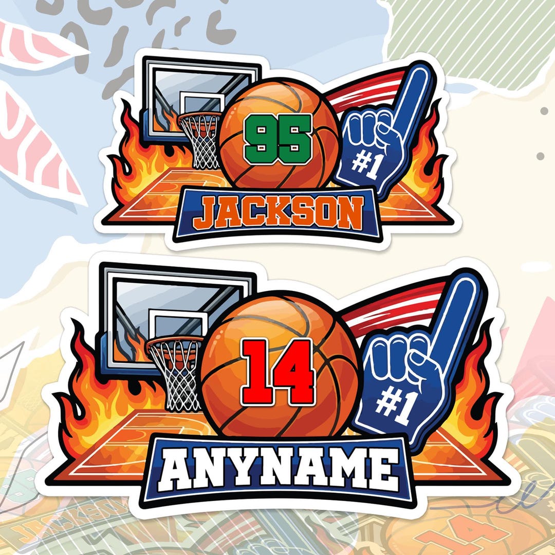 Custom Basketball Name Sticker Personalized Text Number Sport Team ...