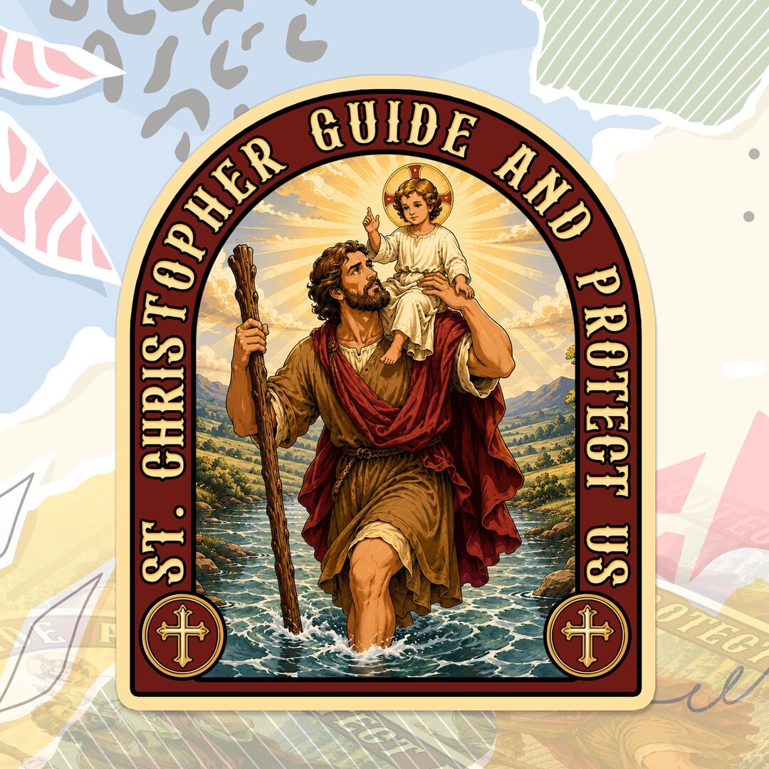 Protect Us Sign St. Christopher Guide and Protect Us Sticker Guardian Catholic ...