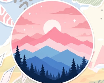 Subtle LGBTQ+ Sticker LGBTQ+ Flag LGBTQ Pride Mountain Trans Sunset Decal For Water Bottle, Laptop