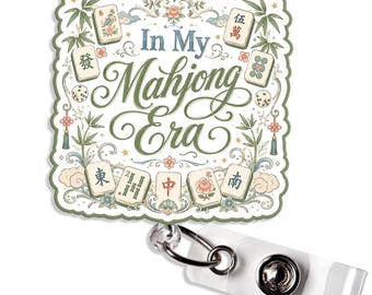 In My Mahjong Era Badge Reel Board Game Hobby Girls Night Aesthetic Badge Holder Gift for Nurse Teacher