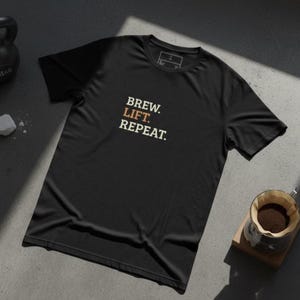 Kettlebell-koffieshirt, third-wave-koffiekleding, hardstyle-training, minimalistisch gym-T-shirt