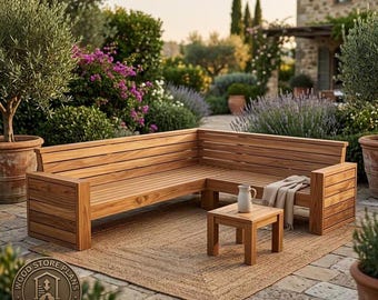 2x4 Outdoor Sofa Plan: Armless Sectional Patio Couch DIY Wood Furniture Blueprint (PDF Download)