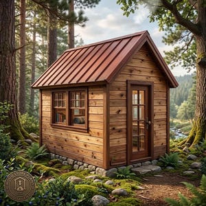 8x12 Tiny House Blueprint PDF, Small Cabin Cottage Plans (Off Grid ADU Shed Studio)
