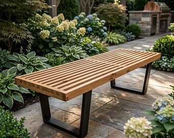 Progetto per panca a doghe in stile Mid-Century Modern: seduta da giardino fai da te