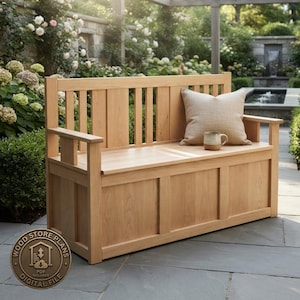 Storage Bench Woodworking Plans, Rustic Outdoor Deck Seating (PDF Download)