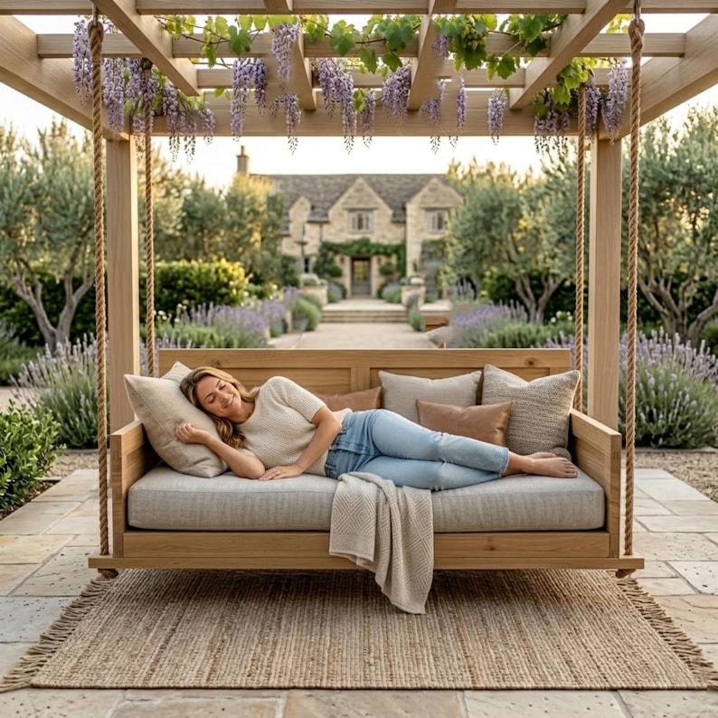 Wooden porch swing bench build plan