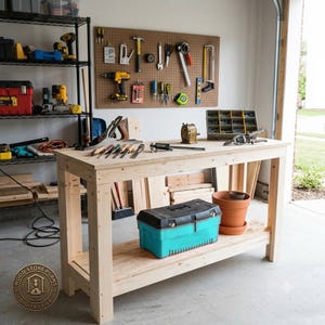 DIY Workbench Plans, Beginner Woodworking Bench, Garage Shop Build (PDF Download)