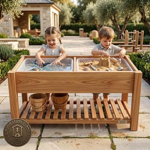DIY Sensory Activity Sand Table Build Plans, Kids Outdoor Play Table (Woodworking PDF)