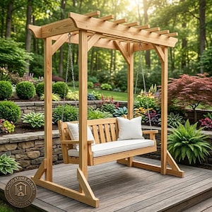 DIY Pergola Swing Stand Plans, Outdoor Wood Build Guide