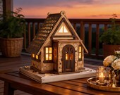 Laser Cut House Lantern SVG, 3D Wooden Tea Light Holder, Vector CNC Template