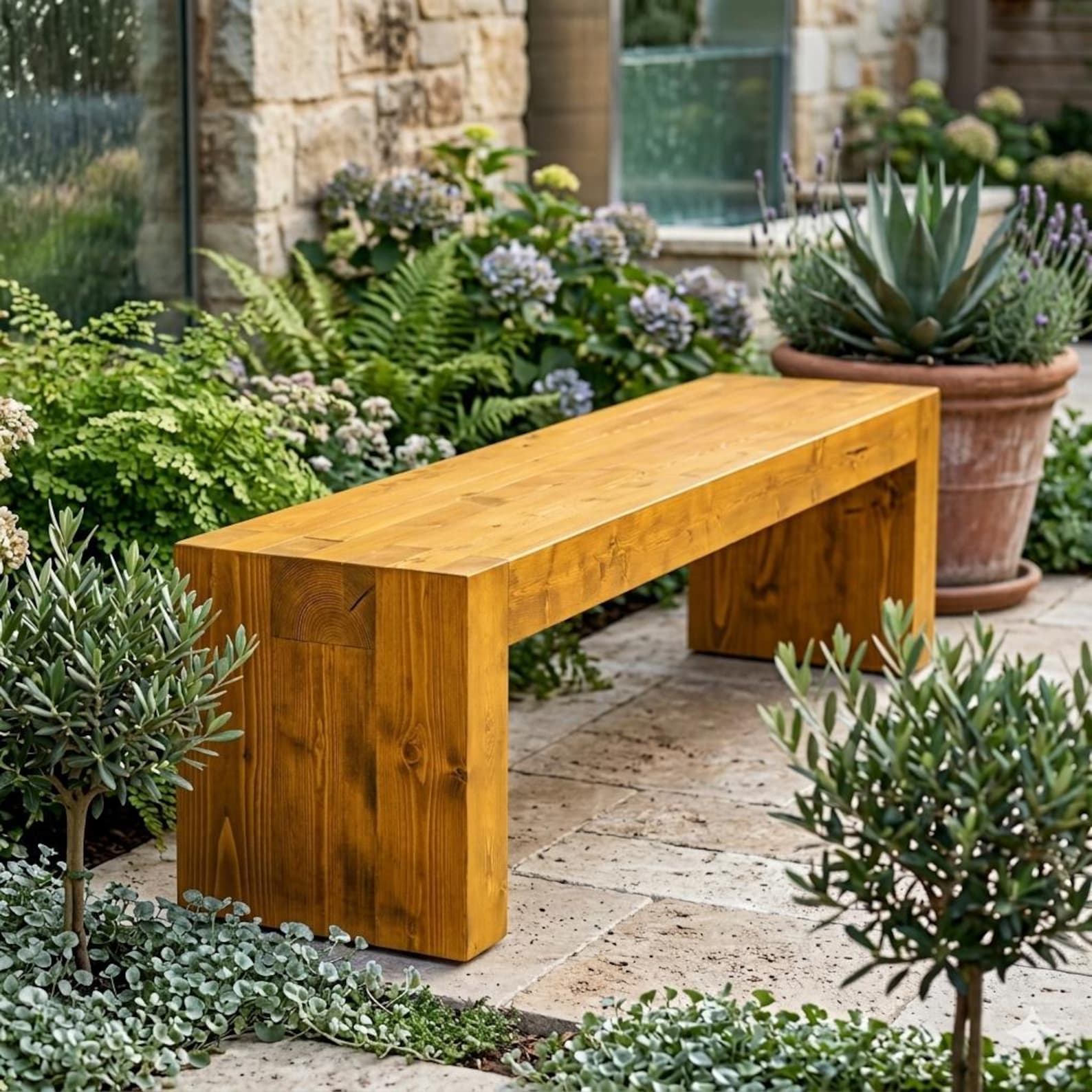 Modern Outdoor Bench Plans, DIY 2x4 Woodworking Project, Patio Seating ...