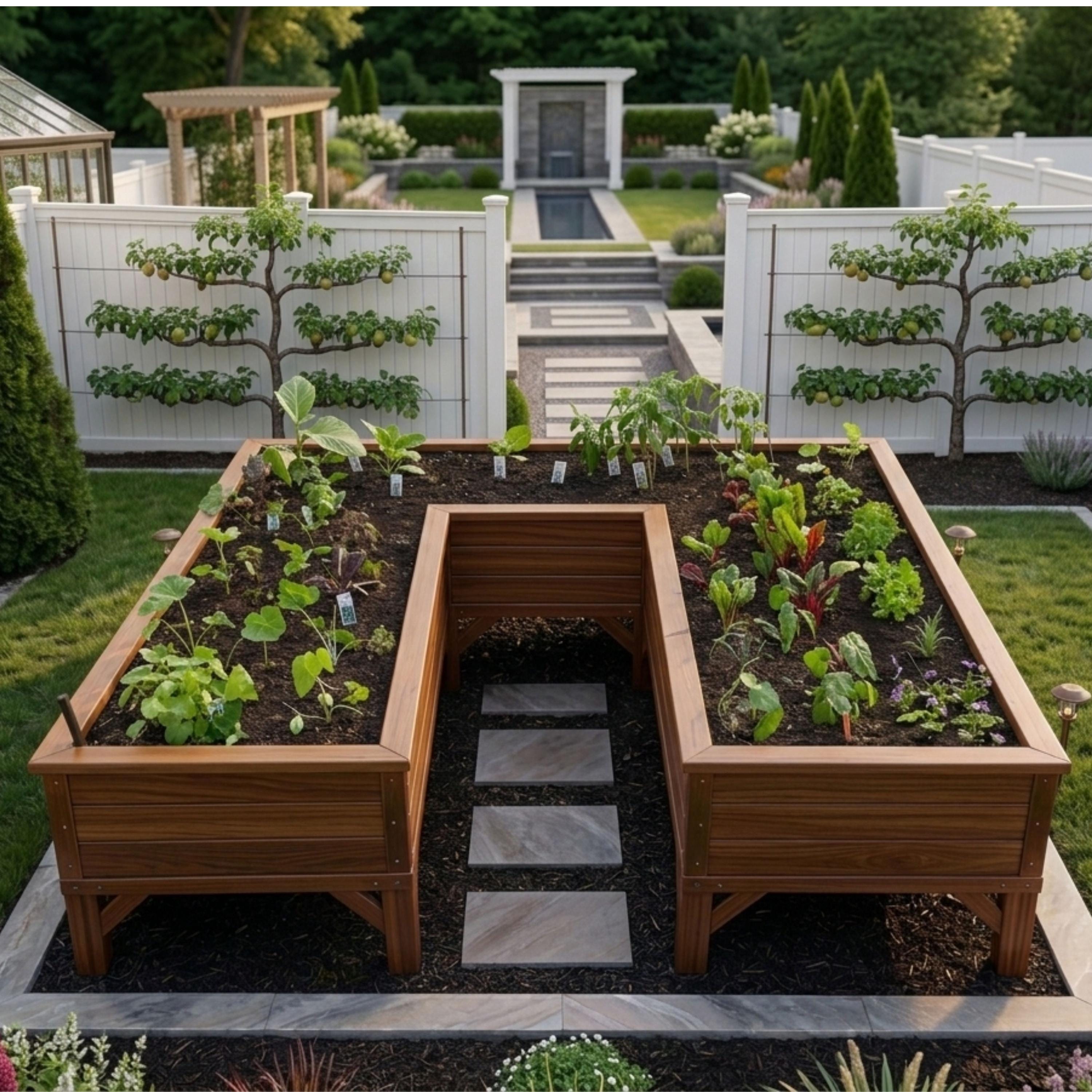 U-shaped Cedar Raised Garden Bed Woodworking Plans, DIY Vegetable