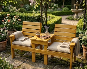 Panchina da esterno con contenitore, progetto fai da te per giardino e patio con 2 posti a sedere (PDF)