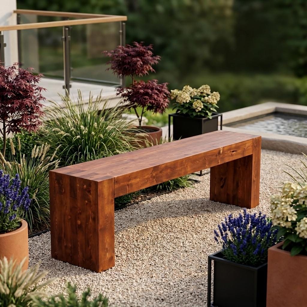 Modern Outdoor Bench Plans, DIY 2x4 Woodworking Project, Patio Seating ...