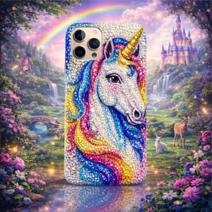 Rainbow Unicorn Rhinestone Phone Case for iPhone , Samsung -Luxury Crystal Glam by SparkMuseCo