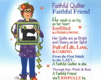 Faithful Quilter Faithful Friend Pre-Printed Fabric Art Panel, #AP613, Jody Houghton Designs, 6" sq, 100% Cotton, Mini Panel, Quilt Block