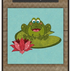 Bullfrog & Lily Pad Precut Fused Applique, The Whole Country Caboodle, Pre-BfLP, Leanne Anderson, StartingStitches, Applique Kit