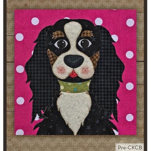 Cavalier King Charles Spaniel (Black) Precut Fused Applique, The Whole Country Caboodle, Leanne Anderson, StartingStitches, Applique Kit