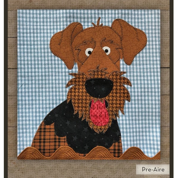 Airedale Precut Fused Applique, The Whole Country Caboodle, Pre-Aire, Leanne Anderson, StartingStitches, Applique Kit, Dogs, Pets