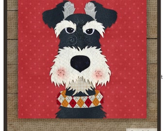 Schnauzer 2 Precut Fused Applique, The Whole Country Caboodle, Pre-Sch2, Leanne Anderson, StartingStitches, Applique Kit, Dogs, Pets