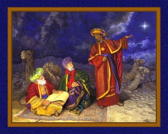 Three Wise Men Fabric Panel, Marshall Dry Goods, StartingStitches, 100% Cotton, Quilt Panel, Wallhanging, Religious, Christmas, Bethlehem