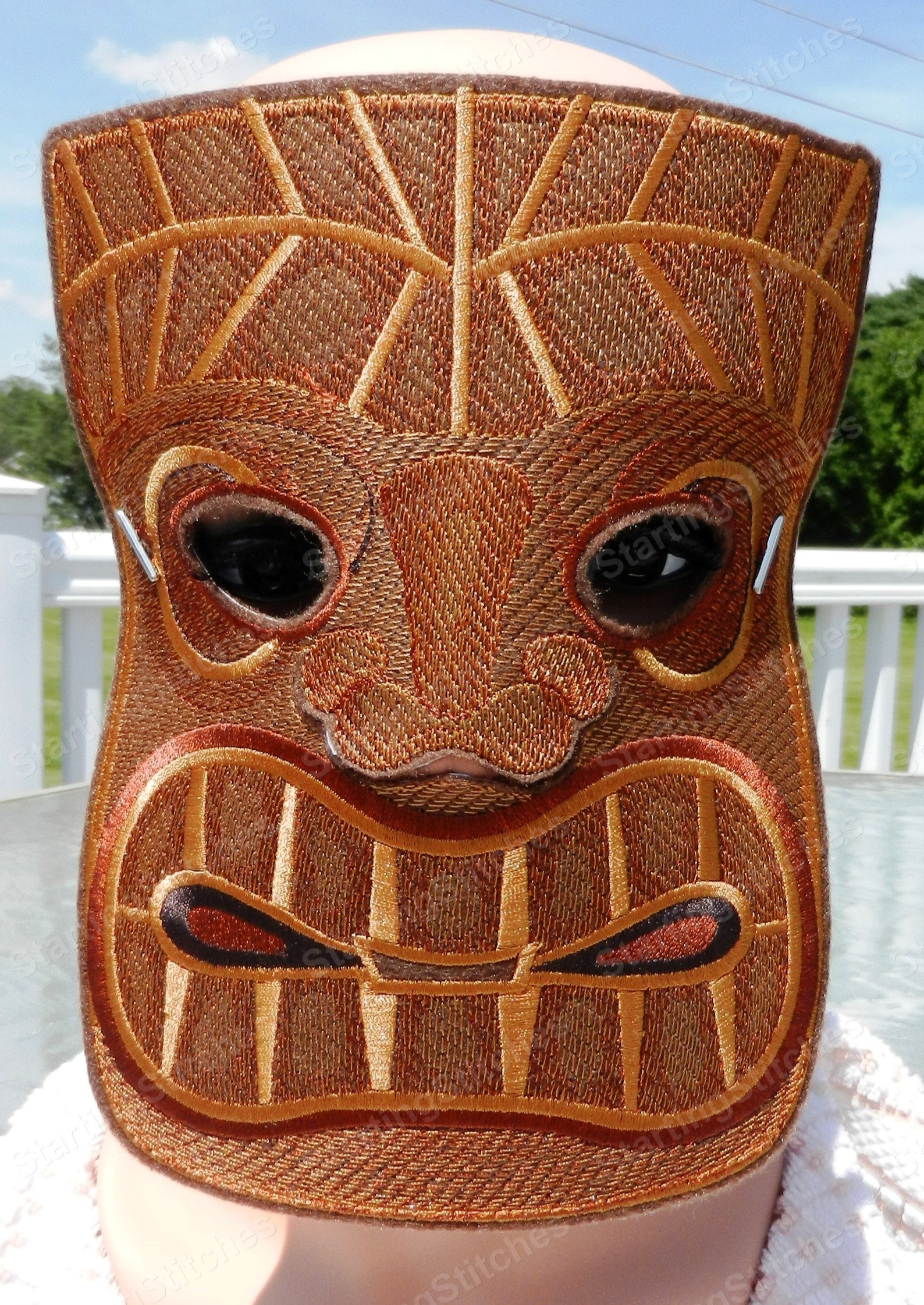 Tiki Embroidered Face Mask 3 Sizes Fun Mask Halloween Etsy