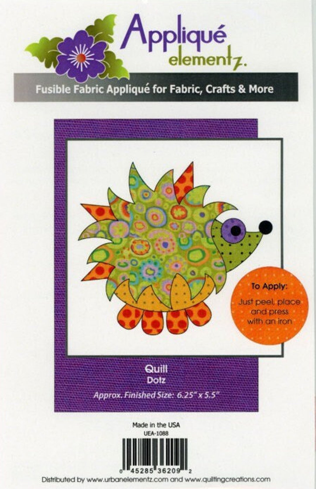 Quill Precut Fused Applique, Applique Elementz, UEA1088, Patricia E