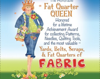 Fat Quarter Queen Pre-Printed Fabric Art Panel, #AP676, Jody Houghton, StartingStitches, 6" square, 100% Cotton, Mini Panel, Quilt Block