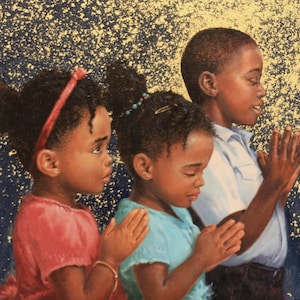 Prayers Fabric Panel, David Textiles, Designer Michael Jackson, 100% Cotton, Quilt Panel, Wallhanging, Religious, Children Praying