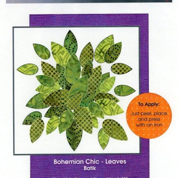 Set of 36 Bohemian Chic Leaves Precut Fused Applique, Applique Elementz, #UEA-1022, Patricia E. Ritter, StartingStitches, Applique Kit