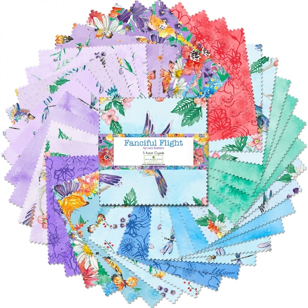 Fanciful Flight Charm Pack, Wilmington Prints, Lori Siebert, StartingStitches, 5" squares, 42 pieces, 100% Cotton, Quilting, Precuts