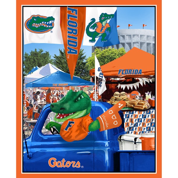 University of Florida Fabric Panel, Sykel Enterprises, StartingStitches, 100% Cotton, Quilt Panel, Wallhanging, NCAA, College Football