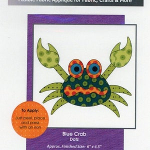 Blue Crab Precut Fused Applique, Applique Elementz, #UEA-1085, Patricia E. Ritter, StartingStitches, Applique Kit, Dotz, Coastal, Ocean