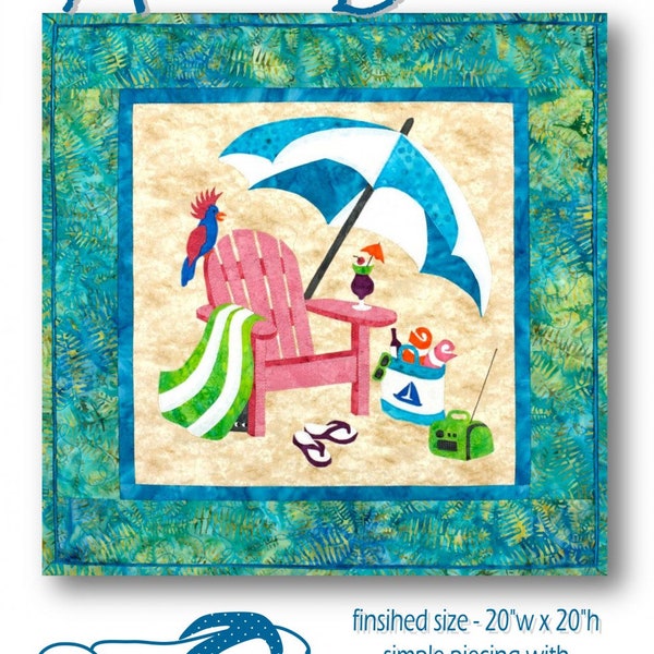 At the Beach Wall Hanging Pattern, Sweet Seasons Quilts, #SSQ077, Sue Pritt, StartingStitches, Coastal Decor, Beach House, Fun