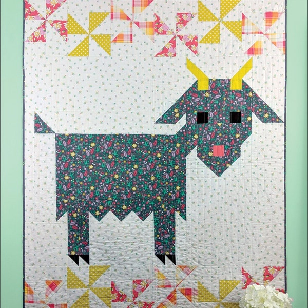 Delilah Quilt Pattern, Swirly Girl Design, StartingStitches, Sewing, Quilting, Goat Quilt, Goat Lovers, Farmhouse, Farm Animals, Cute