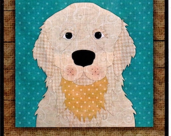 Golden Retriever (Cream) Precut Fused Applique, The Whole Country Caboodle, Pre-CGold, Leanne Anderson, Applique Kit, StartingStitches, Dogs