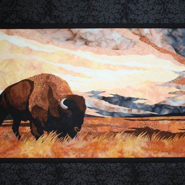 Into the Storm Wall Quilt Pattern, Toni Whitney Design, StartingStitches, Sewing, Quilting, Wall Hanging, Western, Bison, Prairie