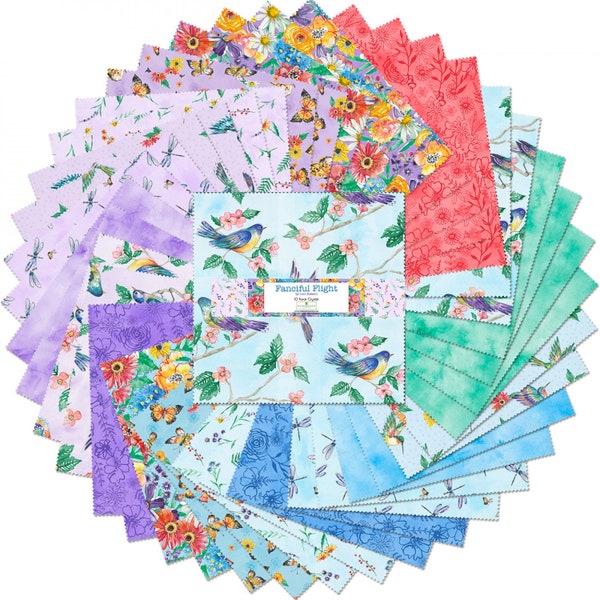 Fanciful Flight Layer Cake, Wilmington Prints, Lori Siebert, StartingStitches, 10" squares, 42 pieces, 100% Cotton, Quilting, Precuts