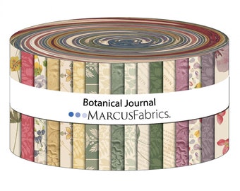 Botanical Journal Jelly Roll, Marcus Fabrics, Smithsonian Institution, StartingStitches, 2.5" fabric strips, 100% Cotton, Quilting, Precuts